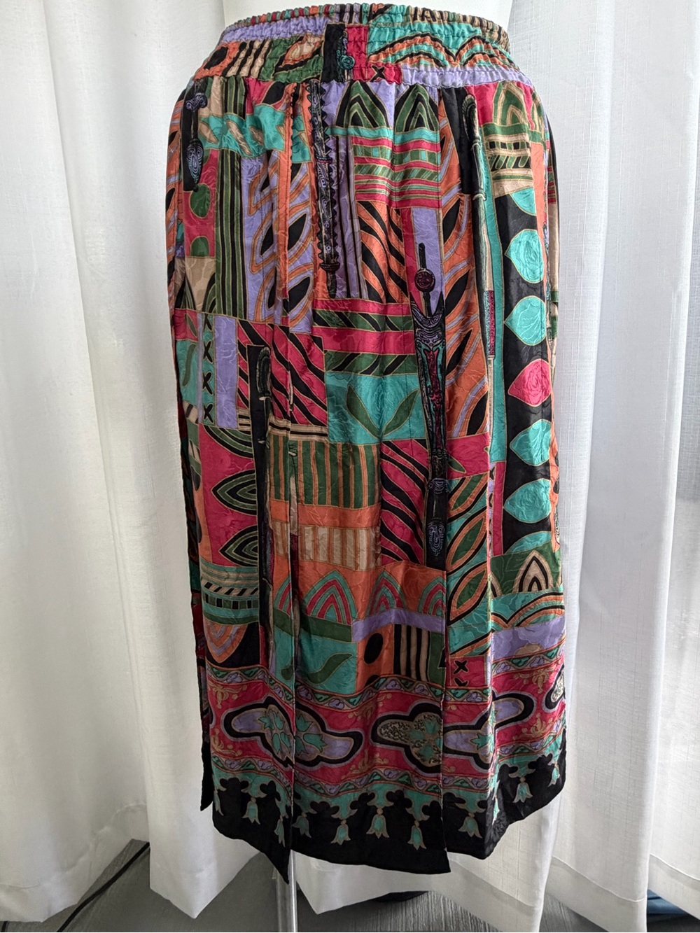 Vintage Diane Freis Original 100% Silk Abstract Print 2 Piece Skirt Set Size M - Picture 6 of 8